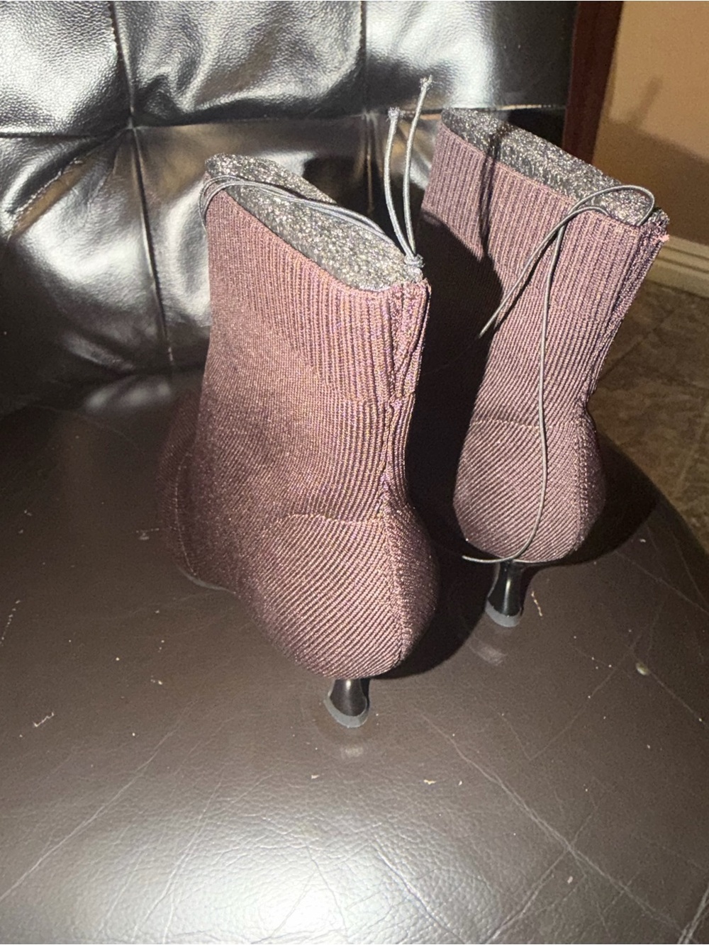 Women's Stretch Knit Ankle Boots in Dark Brown